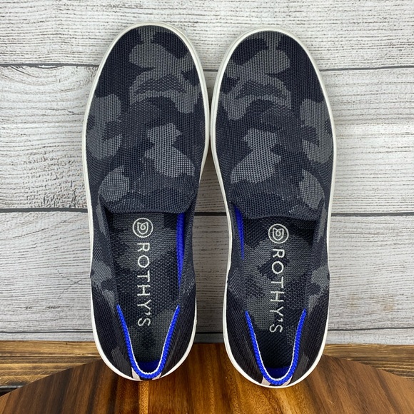 Rothy’s The Original Slip On Sneaker Black Grey Camo Women’s Shoe Size 6.5 - Picture 10 of 12